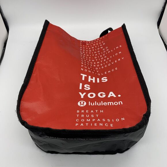 Lululemon Reusable Shopping Gift Bag Yoga‎ Logo Small Tote Lot 3 Black Red white - Picture 6 of 7